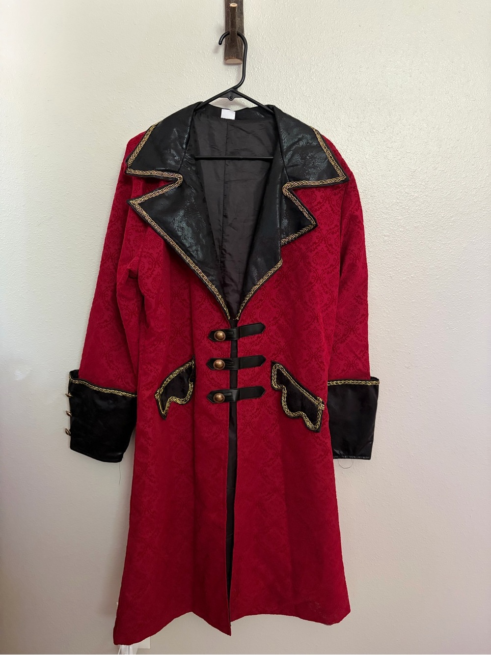 Circus Ringleader/Prate Red Brocade Coat with Black Trim